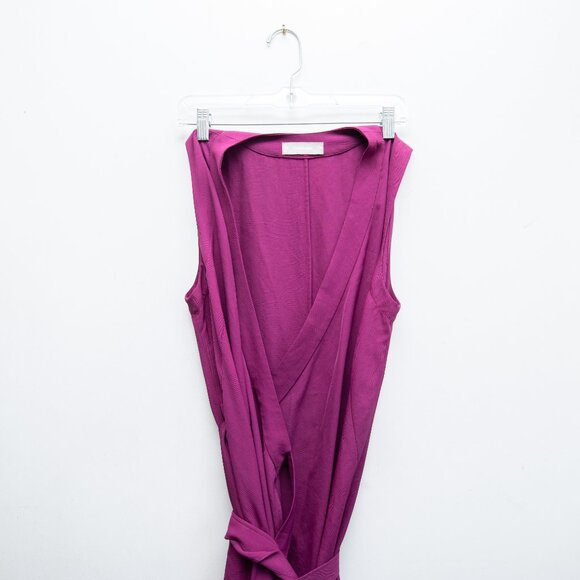 Everlane Sleeveless Wrap Midi Dress "Japanese Goweave" Plum - Picture 3 of 7